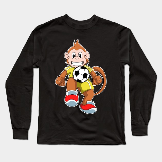 Monkey as Soccer player with Soccer ball Long Sleeve T-Shirt by Markus Schnabel